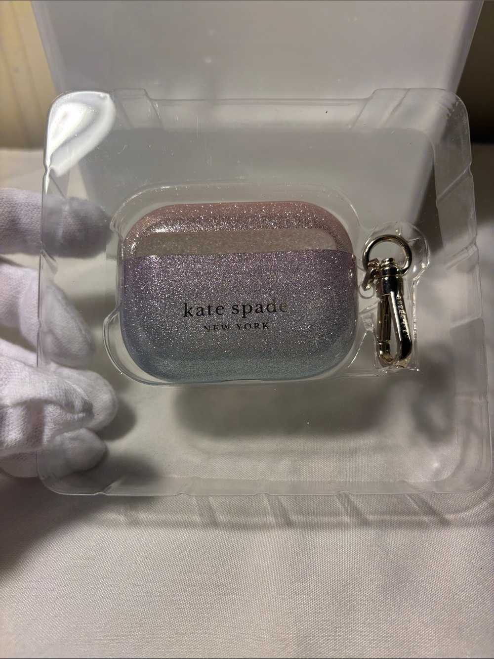 ✨ NIB Kate Spade AirPods Pro Case – Discontinued Ombre Glitter Sunset 🌅